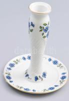 Zsolnay kékvirág mintás gyertyatartó, jelzett, hibátlan, m: 14 cm