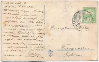 1913 Hajmáskér, nyitott lovardák, cs. és kir. tüzérségi lövőiskola. Leporellolap 10 kis képpel: kasz...