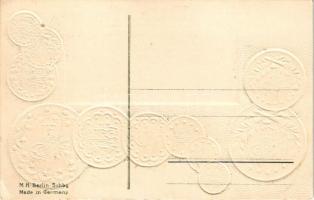 Türkei / Turquie / Set of coins, currency exchange chart of Turkey. M. H. Berlin-Schbg. Emb. litho (...