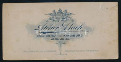 cca 1900-1910 Kisfiú portréja, keményhátú fotó Bach Károly gyulafehérvári (Alba Iulia, Karlsburg) mű...
