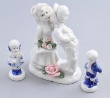 Porcelán fiú és lány figura, illetve szerelmespár, m: 10-16 cm