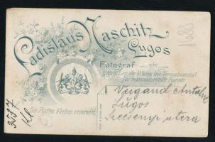 cca 1890-1900 Hölgy portréja (a hátoldali felirat szerint Vergand Antalné), vizitkártya Nachitz Lász...