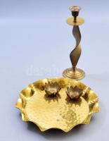 4 darab bronz tárgy, közte gyertyatartó m: 23 cm