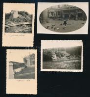1942 Árvíz Békésszentandráson, 3 db fotó, részben feliratozva, egyik sarkán törésnyom, 8,5×6 cm + szarvasi városkép, 1 db fotó, 6×9,5 cm