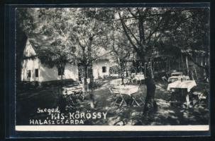 1937 Szeged, Kiskőrössy Halászcsárda, futott fotólap, 9x14 cm
