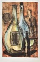 Balázs György (1927-2015): Csendélet, 1965. Akvarell, papír, jelzett, paszpartuban. 28x18,5 cm