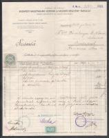 1919 Bp., A Budapest-Salgótarjáni Gépgyár és Vasöntő Részvénytársulat fejléces számlája 10f okmánybélyeggel