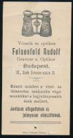 cca 1899 Bp. IV. Deák Ferenc utca 13., Felsenfeld Rudolf vésnök és optikus fejléces számlája