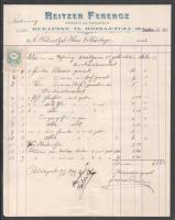 1899 Bp., Reitzer Ferenc festő- és mázoló fejléces számlája 10f okmánybélyeggel