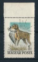 1956 Magyarországi kutyafajták 1Ft ívszéli bélyeg "tarajos réce" lemezhibával