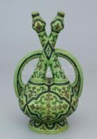 WS&amp;S Wilhelm Schiller &amp; Sohn kétszájú váza. Jelzett, kis hibákkal, m: 12 cm