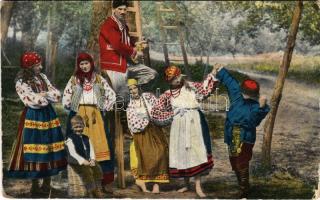 Ukrainische - ruthenische - Typen am Feierabend. Sztuka No. 445. / Ukrán népviselet / Ukrainian folklore (kopott sarkak / worn corners)