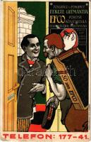 EFCO porosz kőszéntégla. Pongrácz és Pongrácz fekete gyémántja. Seidner Chromolith Műintézete (Budapest) / Hungarian coal bricks advertisement. litho s: Földes (Rb)