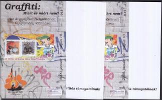 2009/03 Graffiti 4 db emlékív, 1 pár "Köszönet a kiállítás támogatóinak" felirattal 1 pár nélküle; azonos sorszámmal