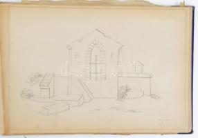 1875 Anna von Vecsey (Vécsey Anna) jelzéssel: Vázlatfüzet, összesen 24 db ceruzarajzzal (épületek, s...