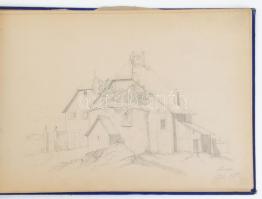 1875 Anna von Vecsey (Vécsey Anna) jelzéssel: Vázlatfüzet, összesen 24 db ceruzarajzzal (épületek, s...