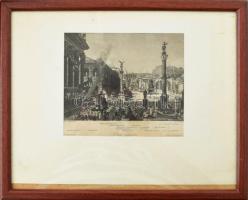 Gustav Bauernfeind (1848-1904) festménye után: Forum Romanum. Rotációs fametszet, papír, jelzett a metszeten. 11x15,5 cm Üvegezett fakeretben.