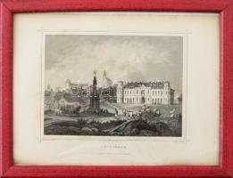 Ludwig Rohbock (1820-1883) - Friedrich Foltz (-): Pécsvárad. Acélmetszet, papír, jelzett a metszeten, Druck &amp; Verlag v. G. G. Lange in Darmstadt, Lauffer és Stolp Pest, kissé foltos, üvegezett fakeretben. 12x16 cm