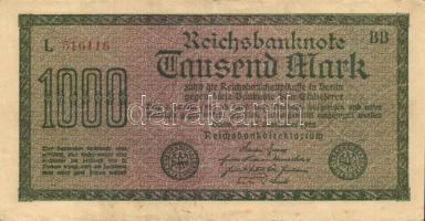 Német Birodalom / Weimari Köztársaság 1922. 1000M (2x) "Dornen" vízjellel, a "Reichsb...