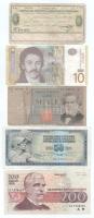 8db-os vegyes külföldi bankjegy, csekk tétel, közte Olaszország, Jugoszlávia T:F,VG 8pcs of mixed banknotes from diff countries, with Italy, Yugoslavia C:F,VG
