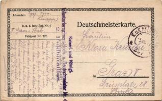 1917 Deutschmeistergrüsse / WWI Austro-Hungarian K.u.K. military art postcard + "Kaiserl. und. ...