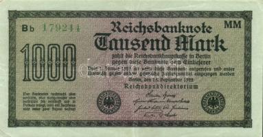 Német Birodalom / Weimari Köztársaság 1922. 1000M (2x) "Vielecke" vízjellel, a "Reich...