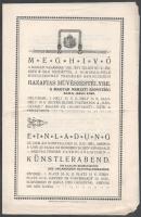 1921 Meghívó a Magyar Nemzeti Szövetség Rajkai Járási Köre által rendezett hazafias művészestélyre. Magyaróvár, Keresztény Nyomdavállalat, 2 sztl. lev.
