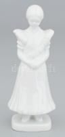 Hollóházi matyó lány, jelzés nélkül, fehérmázas, hibátlan, m: 17 cm