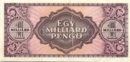 1946. 1000.000.000P sorozat- és sorszám nélkül, két függőleges papírránccal T:I