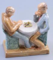 Eschenbach Jenő (1908-1981): Sakkozók. Jelzett, sakkfigura sérült, mázhibával, 13x15 cm