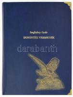 Szeghalmy Gyula: Dunántúli vármegyék. Előszó: József főherceg ő királyi fensége. Bp., 1937. Magyar Városok Monografiája Kiadóhivatala ,(Cegléd-Bp.,Sárik Gyula és Géza-ny.), 890 p. + 32 t. Egyetlen kiadás. Oldalszámozáson belül szövegközti rajzokkal, alaprajzokkal, térképvázlatokkal gazdagon illusztrált honismereti, turisztikai és statisztikai kötet, mely a magyarság életrevalóságának és műveltségének méltatására minden eszközt megragad, a földrajzi és történelmi áttekintés után pedig az elkülönült fejezetekben ismertetett dunántúli régiók meglátogatására csábít. A várak, várromok, városok, tavak, kultúrrégiók ismertetésénél a szerző sokszor helyi legendák és történelmi kuriózumok ismertetésével kelti fel az érdeklődést a helyszín iránt. A Dunántúl várai esetében a szerző kiemelt figyelmet fordít a nyugati határszél elcsatolt területein található grandiózus várak ismertetésére (Fraknó, Léka, Borostyánkő), vár-alaprajzok kíséretében, és ugyancsak kiemelt figyelme irányul a Balaton környékére. Az 554. oldaltól kezdődő statisztikai rész Veszprém vármegye községeit ismerteti, majd az adatközlők és a támogatók adattárát közli. A szerző a következő években hasonló szellemben írta meg a Felvidéki vármegyék és Erdélyi vármegyék című köteteit. Átkötött aranyozott modern egészműbőr-kötés, a sarkokon réz veretekkel, az elülső borítón turullal (az eredeti borító felhasználásával), egy tábla hiányzik, egy tábla hiányos, néhány lapon aláhúzással, hátul tasakban modern nagyvázsonyi vár prospektussal.
