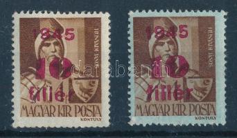 1945 Kisegítő 10f/4f halvány kék alapszínnyomattal + támpéldány