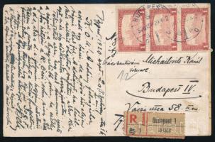 1920 Ajánlott Budapest helyi képeslap 5 db bélyeggel
