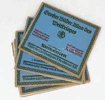 1915-1917 Großer Bilderatlas des Weltkrieges - 8., 9., 13., 22., 23. Lieferung / A világháború képes atlasza - 8., 9., 13., 22., 23. füzetek (5 db): Keleti front, Románia, Lengyelország, Galícia. München, F. Bruckmann kiadása. Gazdag fekete-fehér képanyaggal illusztrálva. Kiadói papírkötés, változó állapotban (többségében sérült), 31x38 cm