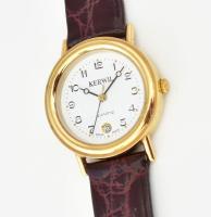 Kerwil karóra, kvarc, dátumkijelzéssel, elem nélkül, bőr szíjjal, tartóban, d: 2,5 cm