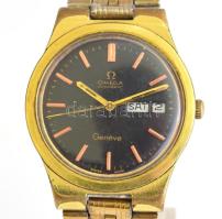 Omega Automatic Genéve karóra. Automata, dátum- és napkijelzéssel, fém szíjjal, működik, karcos üveg...