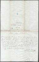 cca 1840 Budaújlak (Újlak, Neobuda), Eberling József (1810-1886) plébános aláírásával ellátott, latin nyelvű egyházi irat, papírfelzetes viaszpecséttel, jó állapotban