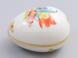 Herendi virágmintás tojás alakú bonbonier, jelzett, hibátlan, h: 7 cm