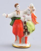 Baranovka Porcelán Ukrán táncospár miniatűr figura. Jelzett, hibátlan, m: 4,5 cm