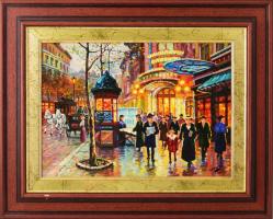 Czinege Zsolt (1964-): Párizs. Olaj, farost, jelzett. 28,5×40 cm. Dekoratív fakeretben