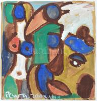 Csepeli Németh Miklós (1934-2012): Társaság női akttal, 2003. Akvarell, karton. Jelzett. 46x44 cm