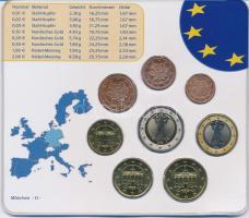 Németország 2005D 1c - 2E (8xklf) forgalmi sor, lezárt műanyag tokban (München) T:UNC, kis oxidáció
...