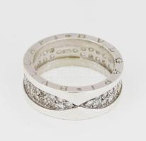 Ezüst (Ag) gyűrű, Bulgari jelzéssel, apró kő berakásokkal, m: 60, bruttó 9g