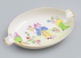 Herendi Csung Vert mintás hamuzó, jelzett, kézzel festett, repedéssel, h: 11,5 cm