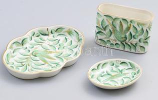 Herendi ZOVA Jardin Zoologique Vert mintás 3 részes asztali szett, jelzett, hibátlan, h: 13,5 cm ala...