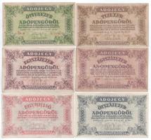 1946. 10.000AP sorszámmal, vízjeles papíron + 50.000AP sorszámmal, vízjeles papíron + 100.000AP (2xklf) az egyik sorszámmal, vízjeles papíron, a másik sorszám nélkül fehér papíron + 500.000AP + 1.000.000AP T:F-VG, kis szakadások