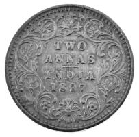Brit-India 1897. 2A Ag "Viktória királynő" T:AU British India 1897. 2 Anna Ag "Queen ...