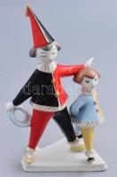 Hollóházi bohócok, porcelán, jelzett, szép állapotban m: 21,5 cm