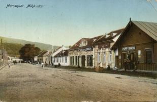 Marosújvár Mikó street with the shop of Simon Papp (EK)