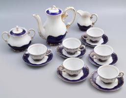 Zsolnay Pompadour mintás mokkás készlet, jelzett, teljes, hibátlan. 1. oszt, egy másodosztályú darabbal.